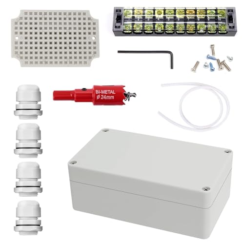Shwdsy Aufputz Verteilerdose, ABS-Kunststoff Wasserdichte Abzweigdose, IP66 Abzweigkasten, 200 × 120 × 75 cm, mit Anschlüssen und Befestigungszubehör für Kabel mit Einem Durchmesser von 12–15 mm Shwdsy Aufputz Verteilerdose, ABS-Kunststoff Wasserdichte Abzweigdose, IP66 Abzweigkasten, 200 × 120 × 75 cm, mit Anschlüssen und Befestigungszubehör für Kabel mit Einem Durchmesser von 12–15 mm von Shwdsy