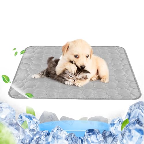 Shwdsy Aus Eissilber-Material Kühlmatte für Hunde, Outdoor-Größe XL Welpen Unterlagen, 100 × 70 cm Kühlmatte Katze, Grau, Gute Wärmeableitung, Geeignet für Hunde und Katzen von Shwdsy