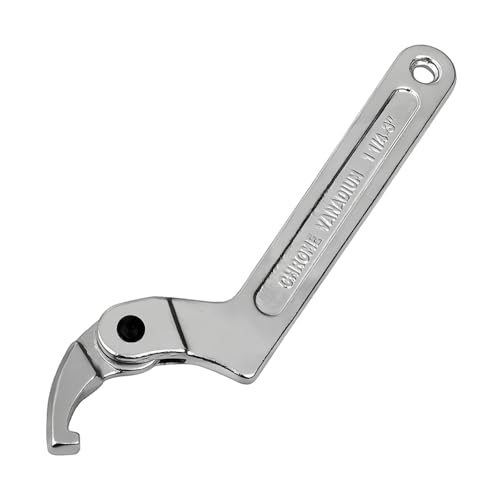 Shwdsy C Verstellbare Hakenschlüssel, Kohlenstoffgehalt C Verstellbar Hakenschlüssel, Geschlitzt C Hakenschlüssel Verstellbar, Silber, für die Befestigung von Mechanischen Geräten und Fahrzeugen von Shwdsy