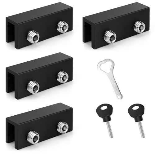 Shwdsy Fensterschloss, 4 Stück Schiebefenster Schlösser, Verstellbar Sliding Window Locks, Sicherheit und Anti-Diebstahl Chiebefenster Stopper, mit Schlüssel, für Schiebetüren und Fenster von Shwdsy