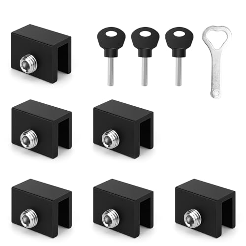 Shwdsy Fensterschloss, 6 Stück Schiebefenster Schlösser, Verstellbar Sliding Window Locks, Sicherheit und Anti-Diebstahl Chiebefenster Stopper, mit Schlüssel, für Schiebetüren und Fenster von Shwdsy