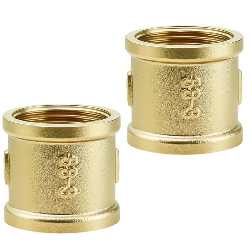 Shwdsy Messingmuffe 1 Zoll, 2 Stück Innengewinde Messing Verbindungsstück, Messing Doppelmuffe Anschlussnippel für Rohranschluss, 1 Zoll Innengewinde-Anschlussstücke für Rohrverbindungen von Shwdsy