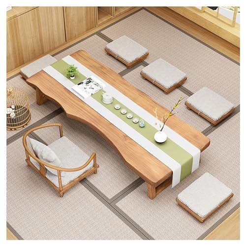 Couchtisch, japanischer Bodentisch aus Eiche, niedriger Altartisch für Meditation, Tatami-Couchtisch, Kleiner Teetisch zum Sitzen auf dem Boden(Color:Set-B,S:200 * 60cm) von Shxid