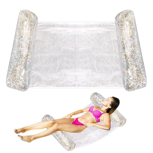 Aufblasbare Hängematte Pool mit Netz, Luftmatratze Pool mit Netz-Glitzer, Schwimmbad-Hängematte für Pool aus PVC, faltbare Wasserfloss-Lounge für Strand, See, Flüsse und Schwimmbad, 130 x 69,8 cm Aufblasbare Hängematte Pool mit Netz, Luftmatratze Pool mit Netz-Glitzer, Schwimmbad-Hängematte für Pool aus PVC, faltbare Wasserfloss-Lounge für Strand, See, Flüsse und Schwimmbad, 130 x 69,8 cm von Shxupjn