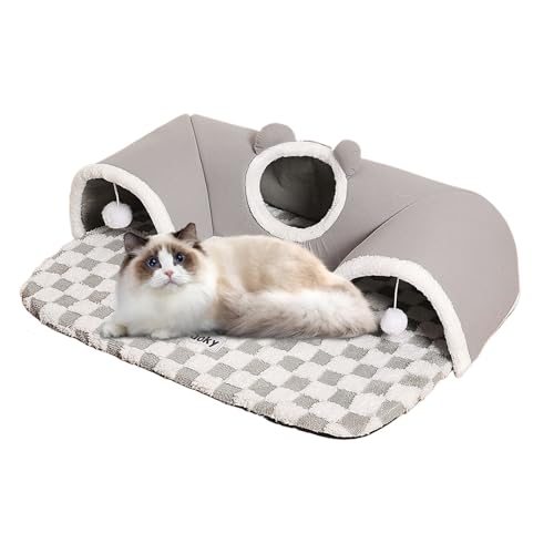 Katzentunnelbett | Katzenbett Höhle Dreiloch-Spieltunnel | Kissennest Interaktives Spielzeug für Haustier Kätzchen Welpen Kleintier Indoor Bereicherung Stimulation Langeweile Schlafzimmer Wohnzimmer Katzentunnelbett | Katzenbett Höhle Dreiloch-Spieltunnel | Kissennest Interaktives Spielzeug für Haustier Kätzchen Welpen Kleintier Indoor Bereicherung Stimulation Langeweile Schlafzimmer Wohnzimmer von Shxupjn