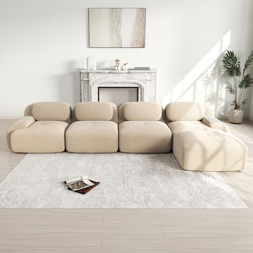 Beige 4-Sitzer Ecksofa 32D hochelastischer Polsterung rutschfest mit Chaiselongue extra-breite Armlehnen frei kombinierbar ohne Montage für Büro Wohnzimmer und Heimkino Beige 4-Sitzer Ecksofa 32D hochelastischer Polsterung rutschfest mit Chaiselongue extra-breite Armlehnen frei kombinierbar ohne Montage für Büro Wohnzimmer und Heimkino von Shye