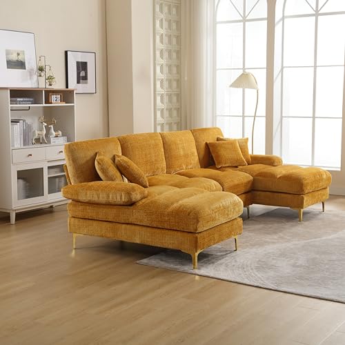 Großes modernes Chenille U-Shape Sektionssofa, Doppel-Liegesitze für Wohnzimmer Schlafzimmer Büro Wohnung Villa, Zuhause am Kamin, Senf Großes modernes Chenille U-Shape Sektionssofa, Doppel-Liegesitze für Wohnzimmer Schlafzimmer Büro Wohnung Villa, Zuhause am Kamin, Senf von Shye