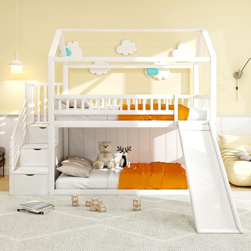Shye Hochbett Kinderetagenbett 90 * 200 cm mit Rutsche und Stauraumleiter hohe Zaunkonstruktion Massivholzbettrahmen Lattenrost weiB Shye Hochbett Kinderetagenbett 90 * 200 cm mit Rutsche und Stauraumleiter hohe Zaunkonstruktion Massivholzbettrahmen Lattenrost weiB von Shye