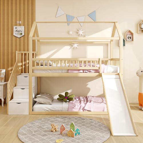 Shye Kinderetagenbett Hochbett 90 * 200 cm mit Rutsche und Stauraumleiter hohe Zaunkonstruktion Massivholzbettrahmen Lattenrost Holzfarbe Shye Kinderetagenbett Hochbett 90 * 200 cm mit Rutsche und Stauraumleiter hohe Zaunkonstruktion Massivholzbettrahmen Lattenrost Holzfarbe von Shye