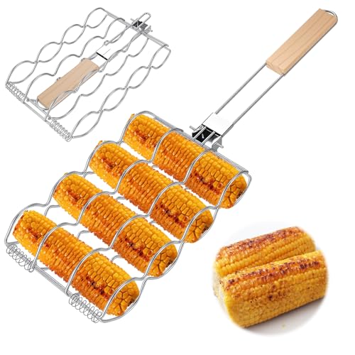 Shyllin Grillkorb Edelstahl, Faltbarer Tragbarer Grillrost für Mais, Grillkorb Gemüse, Fisch Grillhalter, Grillgitter, Outdoor Küche Grill Zubehör Bbq Camping Zubehör für Mais, Würstchen, Putenkeulen Shyllin Grillkorb Edelstahl, Faltbarer Tragbarer Grillrost für Mais, Grillkorb Gemüse, Fisch Grillhalter, Grillgitter, Outdoor Küche Grill Zubehör Bbq Camping Zubehör für Mais, Würstchen, Putenkeulen von Shyllin