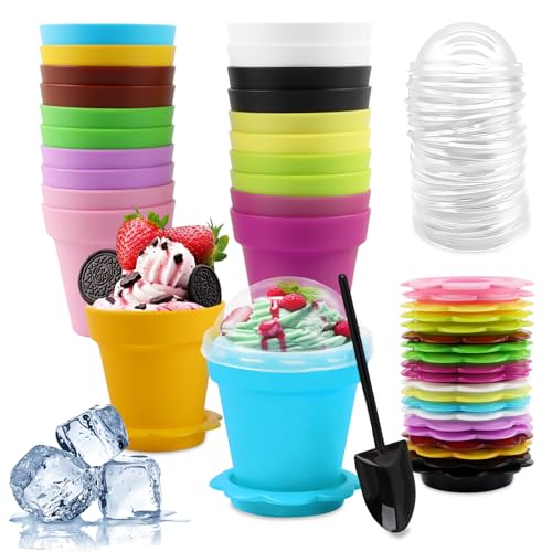 Shyllin 22 Stück Wiederverwendbare Dessertgläser Plastik mit Löffeldeckel 180 ml,11 Farben,Eisbecher,Speisebecher,Eis Schüssel Set,Geeignet für Eis, Desserts,Snacks und Party-Essen Shyllin 22 Stück Wiederverwendbare Dessertgläser Plastik mit Löffeldeckel 180 ml,11 Farben,Eisbecher,Speisebecher,Eis Schüssel Set,Geeignet für Eis, Desserts,Snacks und Party-Essen von Shyllin