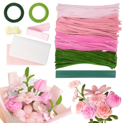 Shyllin 400 Stück Pfeifenputzer zum Basteln, Pfeifenreiniger Blumen Set Rosa, Chenilledraht in vier Farben, Inklusive 360 Blumen Staubblatt und 20 Blumendraht für für Creatives DIY Geeignet Shyllin 400 Stück Pfeifenputzer zum Basteln, Pfeifenreiniger Blumen Set Rosa, Chenilledraht in vier Farben, Inklusive 360 Blumen Staubblatt und 20 Blumendraht für für Creatives DIY Geeignet von Shyllin