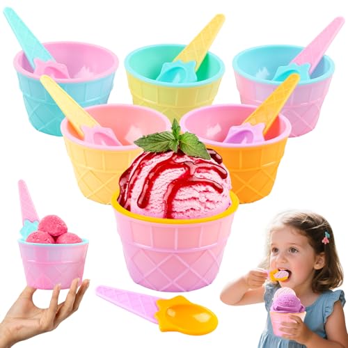 Shyllin 6er-Pack Wiederverwendbare Eisbecher Kinder, Eisbecher mit Löffeln, Waffelform-Design, Eis Schalen für Kinder und Erwachsene, geeignet zum Servieren von Eis, Desserts und Snacks Shyllin 6er-Pack Wiederverwendbare Eisbecher Kinder, Eisbecher mit Löffeln, Waffelform-Design, Eis Schalen für Kinder und Erwachsene, geeignet zum Servieren von Eis, Desserts und Snacks von Shyllin