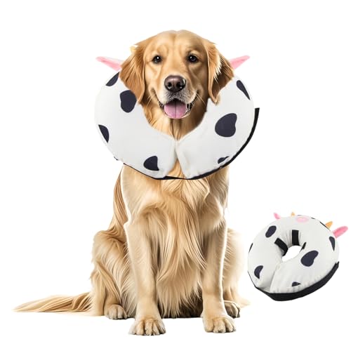 Shyllin Aufblasbare Halskrause Hund & Halskrause Katze, Halskrause Hund mit Verstellbarem Klettverschluss, Hunde Halskrause, geeignet für Operationen oder Wundheilung, Anti-Beißen und Anti-Lecken von Shyllin