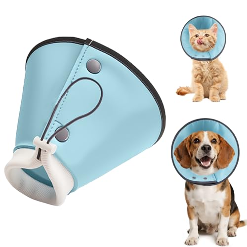 Shyllin Hundekragen Erholungshalskrause für Hunde zur Verhinderung des Leckens,Schutzkragen Hund mit Verstellbarer Nylon-Kordelzug,Halskrause Hund Nach OP für Hunde und Katzen(Blau, XL) von Shyllin