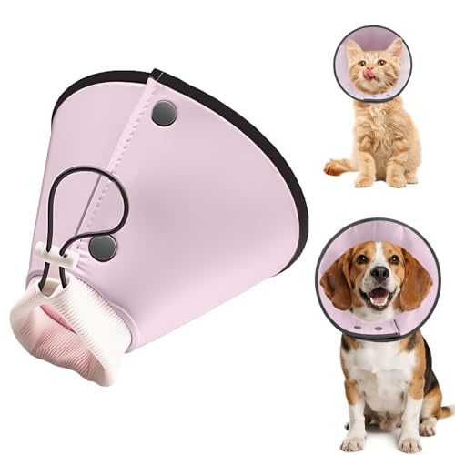 Shyllin Hundekragen Erholungshalskrause für Hunde zur Verhinderung des Leckens,Schutzkragen Hund mit Verstellbarer Nylon-Kordelzug,Halskrause Hund Nach OP für Hunde und Katzen(Rosa, M) von Shyllin