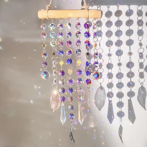 Shyllin Sonnenfänger Kristall Windspiel, Hängende Fensterdeko für Garten, Suncatcher mit Windspiel Dekoration für den Garten und Fenster von Shyllin