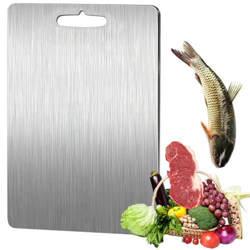 Titan Schneidebrett, Shyllin 24.5 x 15 cm Doppelseitiges Edelstahl Schneidebrett, Titanium Cutting Board in Lebensmittel Grade für Fleisch, Obst, Gemüse von Shyllin