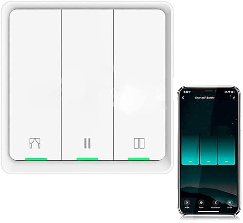 Schalter Vorhänge 3 Gang Wifi für Rollladen, 3 Gang kompatibel mit Smart Life, Alexa und Google Home von Si Smart