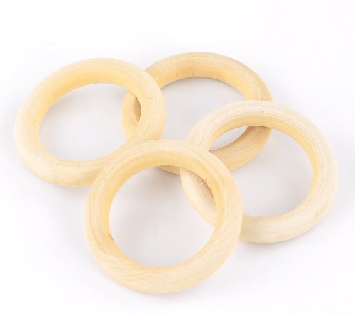 SiAura Material ® - 5 Stück Holz Ringe 56mm mit 38mm Loch, Dicke 9mm, Naturfarben zum Basteln und Bemalen von SiAura Material