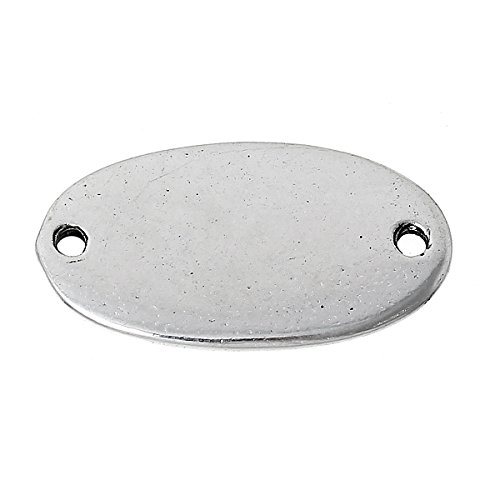 SiAura Material ® - 5 Stück Schmuckverbinder Verbinder oval antiksilber 26x14mm von SiAura Material