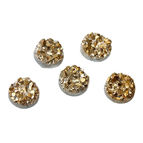 SiAura Material ® - 50 Stück Harzcabochons Harz Klebesteine 8mm rund AB facettiert Gold von SiAura Material