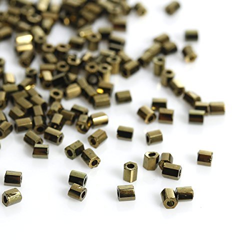 SiAura Material ® - Japanische Glas Hexagon Rocailles, Gold, 2x2mm, 10g von SiAura Material