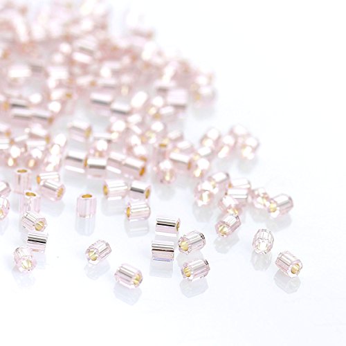 SiAura Material ® - Japanische Glas Hexagon Rocailles, rosa/Silber, 2x2mm, 10g von SiAura Material