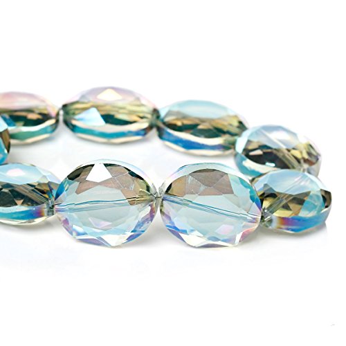 SiAura Material ® - 10 Stück Kristallglas Perlen oval 24x20mm AB dunkelgrün von SiAura Material