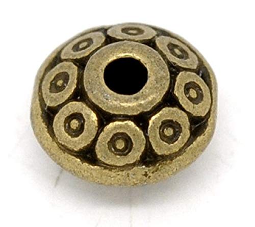 SiAura Material 10 Stück Metallperlen 4x6mm mit 1,5mm Loch, UFO-Form, Bronzefarben zum Basteln von SiAura Material