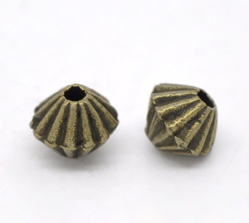 SiAura Material 20 Stück Metallperlen 4x5mm mit 1mm Loch, Doppelkegel, Bronzefarben zum Basteln von SiAura Material