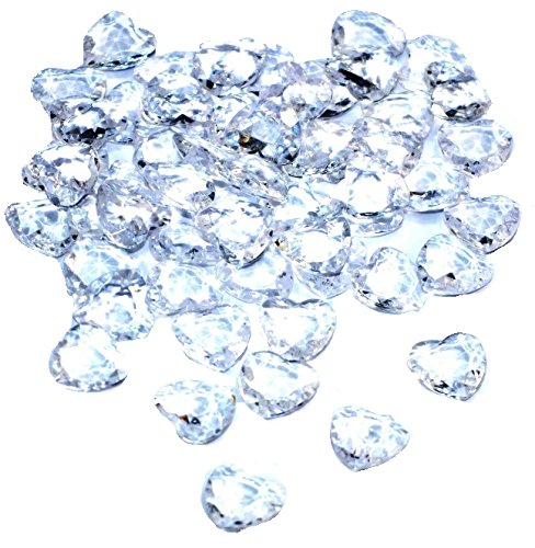 SiDeSo® Dekosteine Herzdiamanten Herzen 100 Stück viele Farben Acryl Tischdeko Streudeko Hochzeit (klar) von SiDeSo