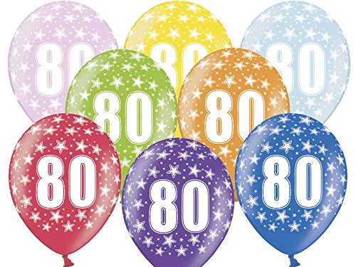 SiDeSo® 10 Luftballons 12" Party Geburtstag Jahrestag (Zahl 80) von SiDeSo