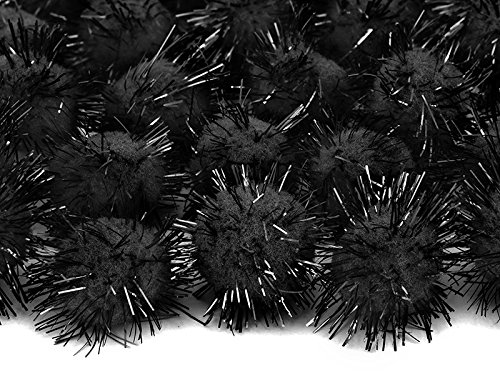 SiDeSo® 20 PomPom Glitzer Puschel 2cm Weihnachten Heiligabend Winter Deko (schwarz) von SiDeSo