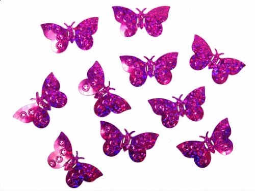 SiDeSo® Konfetti Streudeko Babyparty Kinder Geburt Geburtstag (15g Holo pink Schmetterlinge) von SiDeSo