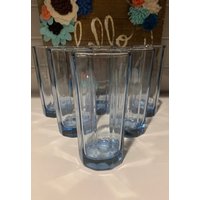 Anker Hocking Hexagon Hellblaue Wassergläser | Becher Blauer Tischlandschaft Barware von SiEstates