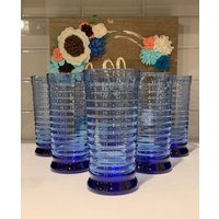 Kobaltblaue Kühler Von Libbey Glass Company | Glasbecher Barcart Glaswaren von SiEstates