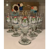 Schneemann Wassertröschen Von Libbey Glas | Weihnachts Trinkgeschirr Weihnachtstischlandschaft von SiEstates