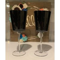 Schwarze Weingläser | Eleganter Schwarzer Tassen Wasser Goblet Schwarzes Glasgeschirr Glas Tischlandschaft von SiEstates