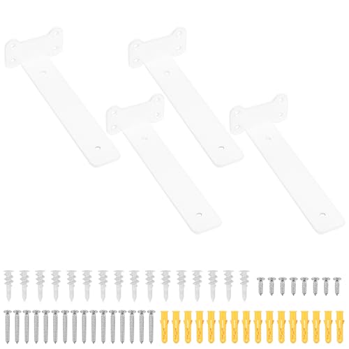 4 Stück Regalhalterung weiß, 200mm Regal Wandhalterung Regalwinkel, Regalträger Tablarträger, Wandregal Halterung Wand Unsichtbar Schwerlastwinkel für Wandmontage Regalbrett Halterung 4 Stück Regalhalterung weiß, 200mm Regal Wandhalterung Regalwinkel, Regalträger Tablarträger, Wandregal Halterung Wand Unsichtbar Schwerlastwinkel für Wandmontage Regalbrett Halterung von SiGuLiKeJi