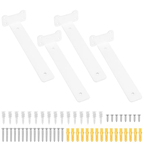 4 Stück Regalhalterung weiß, 260mm Regal Wandhalterung Regalwinkel, Regalträger Tablarträger, Wandregal Halterung Wand Unsichtbar Schwerlastwinkel für Wandmontage Regalbrett Halterung von SiGuLiKeJi