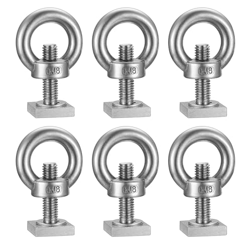 6 STK M8-30mm T-Nut Adapter, T-Nutensteine Dachträger Dachbox, Edelstahl T-Nut Nutsteine Set mit Osenmutter und Unterlegscheiben Kompatibel mit Thule Dachträger Relingträger Dachbox, M8-Ringmutter von SiGuLiKeJi