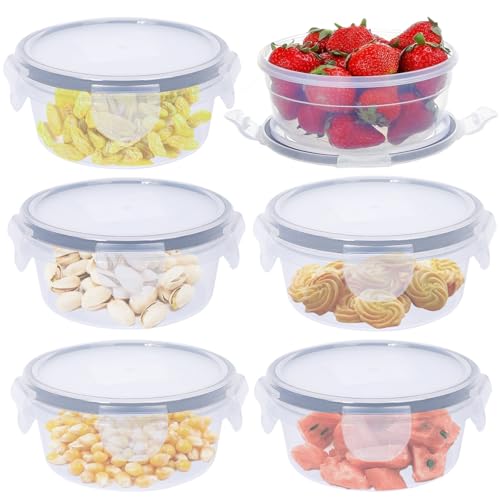 6 Pack 700 ml runde Lebensmittelbehälter mit Deckel Airtihgt, Kunststoff Wiederverwendbare Snacktöpfe mit Clipverschluss, auslaufsicher, kleines Aufbewahrungsbehälter-Set, stapelbar für Joghurt, Obst 6 Pack 700 ml runde Lebensmittelbehälter mit Deckel Airtihgt, Kunststoff Wiederverwendbare Snacktöpfe mit Clipverschluss, auslaufsicher, kleines Aufbewahrungsbehälter-Set, stapelbar für Joghurt, Obst von SiHuiTu