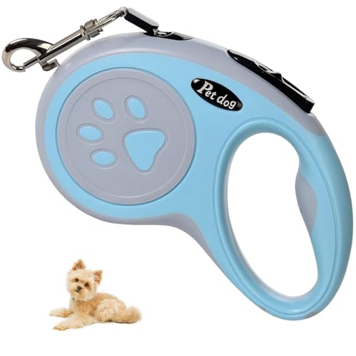Einziehbare Hundeleine, SiHuiTu 5M/16FT Ausziehbare Hundeleine mit Starkem Nylonband, Verwicklungsfreie Einhandbremse, Pause, Schloss für Kleine Mittlere Hunde (Blau) von SiHuiTu