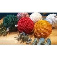 Weihnachtskugel Aus Makramee, Drehkordel, Jute, Christbaumschmuck, Christbaum, Tannenbaumschmuk, Tannenbaumkugel, Kugel Makramee Weihnachtskugel Aus Makramee, Drehkordel, Jute, Christbaumschmuck, Christbaum, Tannenbaumschmuk, Tannenbaumkugel, Kugel Makramee von SiJuFarm