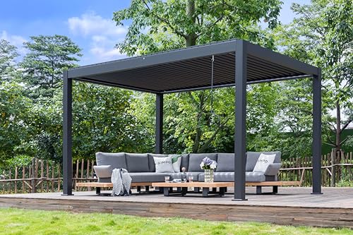 SiMPO LIFESTYLE Garten Pavillon Gartenlauben 4X4M mit LED-Leuchten Doppelten Aluminium Pergola Wasserdicht Stabil Winterfest Sonnenschutz SiMPO LIFESTYLE Garten Pavillon Gartenlauben 4X4M mit LED-Leuchten Doppelten Aluminium Pergola Wasserdicht Stabil Winterfest Sonnenschutz von SiMPO LIFESTYLE