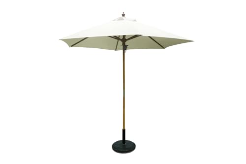 SiMPO LIFESTYLE Sonnenschirm 250 cm Holz-Sonnenschirm Marktschirm Gartenschirm Terrassenschirm Rund UV50+ (Beige, 2.5m) von SiMPO LIFESTYLE