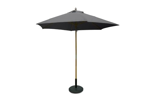 SiMPO LIFESTYLE Sonnenschirm 300 cm Holz-Sonnenschirm Marktschirm Gartenschirm Terrassenschirm Rund UV50+ (Grau, 3m) von SiMPO LIFESTYLE