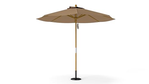 SiMPO LIFESTYLE Sonnenschirm 300 cm Holz-Sonnenschirm Marktschirm Gartenschirm Terrassenschirm Rund UV50+ von SiMPO LIFESTYLE