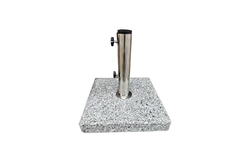 SiMPO LIFESTYLE Sonnenschirmständer aus Granit mit Edelstahlrohr, hochwertiger quadratischer Sockel, Gewicht 25 kg – geeignet für Sonnenschirmstangen bis 38–48 mm, für Garten und Balkon, Grau. SiMPO LIFESTYLE Sonnenschirmständer aus Granit mit Edelstahlrohr, hochwertiger quadratischer Sockel, Gewicht 25 kg – geeignet für Sonnenschirmstangen bis 38–48 mm, für Garten und Balkon, Grau. von SiMPO LIFESTYLE